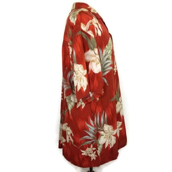 Vtg Paradise Found Mens XL Red Rayon Floral Button Up S/S Hawaiian Shirt USA - Picture 3 of 10